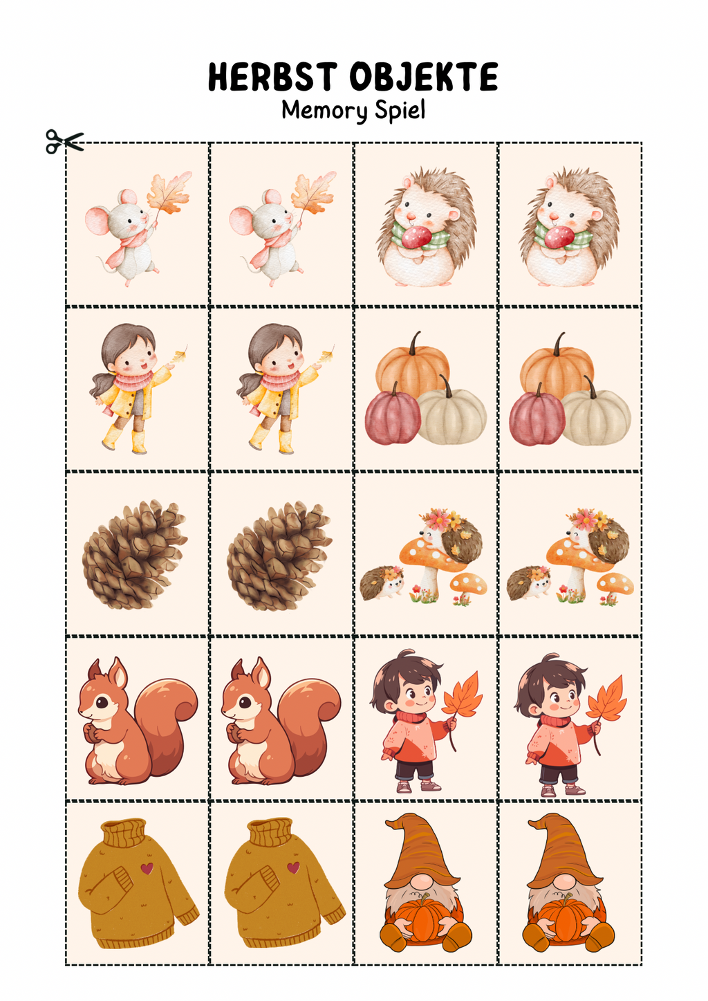 Herbstliches Memory-Spiel für Kinder🍁