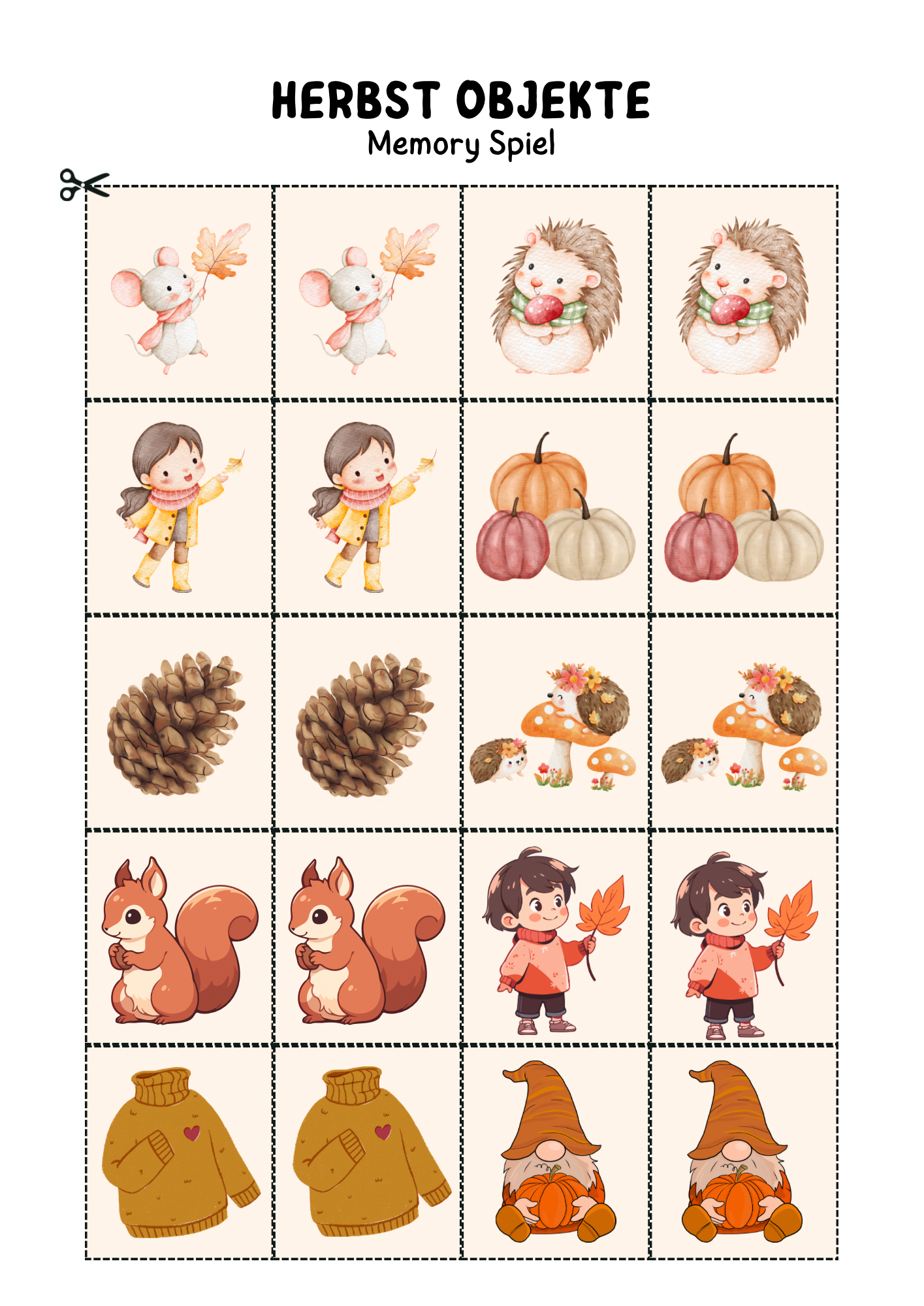 Herbstliches Memory-Spiel für Kinder🍁