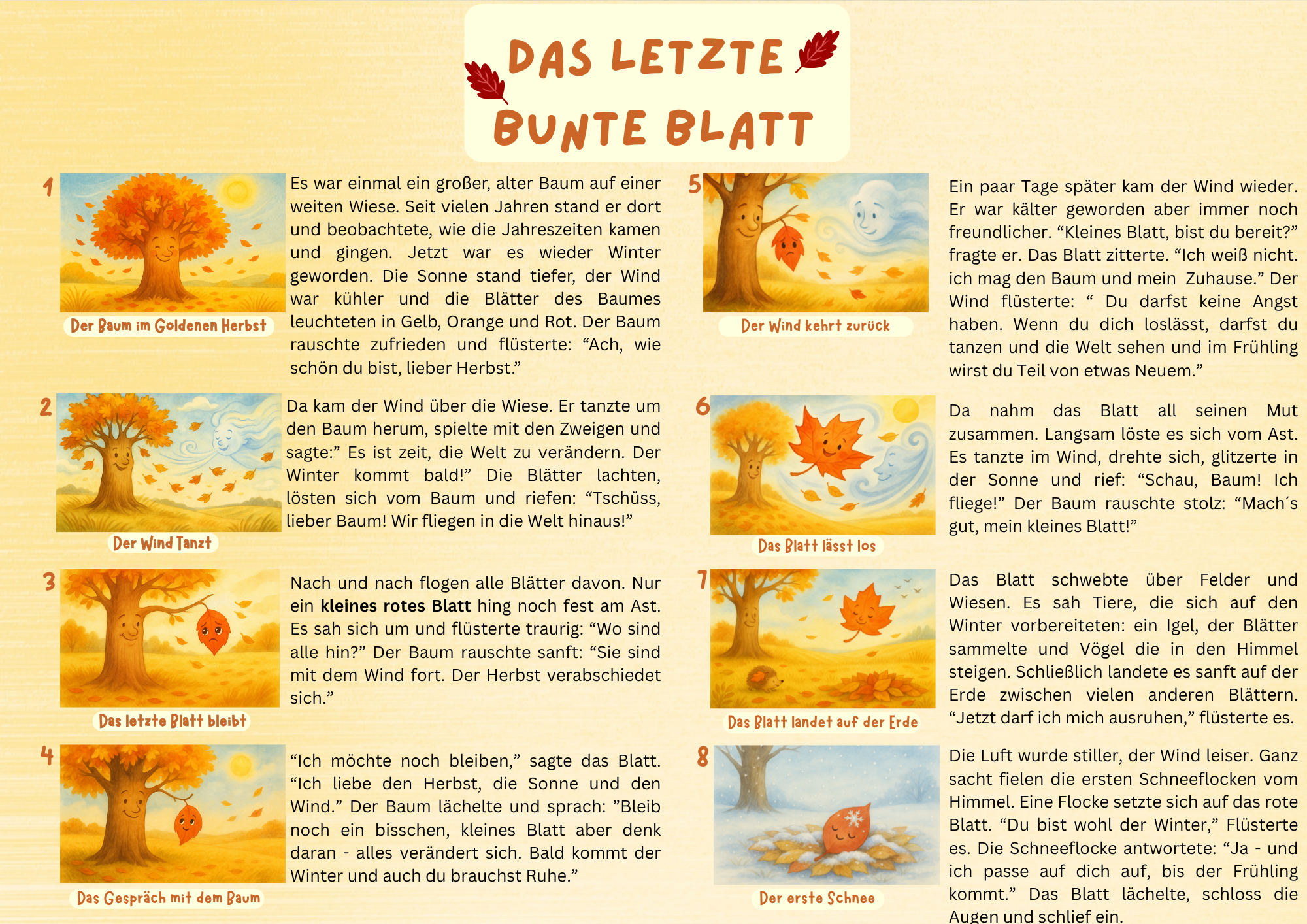 Kamishibai – „Das letzte bunte Blatt“ | Digitale Erzählkarten zum Übergang vom Herbst zum Winter✨