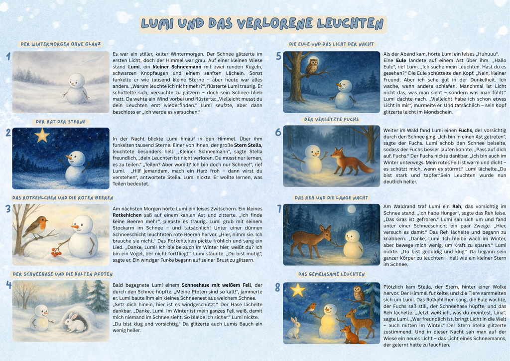 Lumi und das verlorene Leuchten | Digitale Erzählkarten über Freundlichkeit, Hilfsbereitschaft und das innere Leuchten